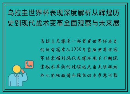 乌拉圭世界杯表现深度解析从辉煌历史到现代战术变革全面观察与未来展望